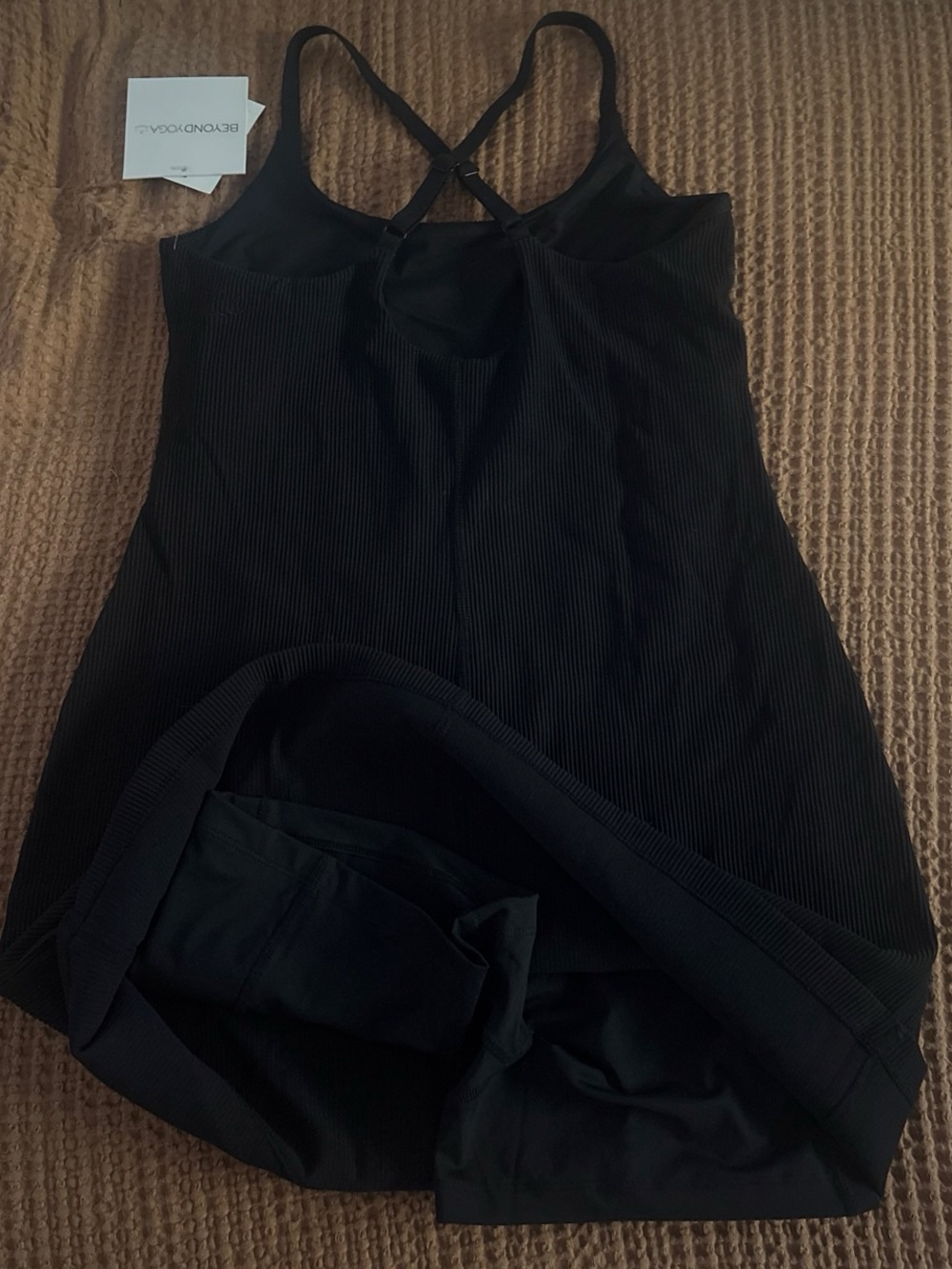 Beyond Yoga Black Ribbed Mini Dress